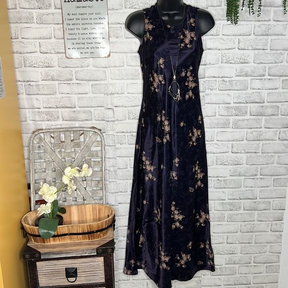 Vintage B Moss Vintage Floral Maxi Dress Size 5/6 Medium Silk Size 6 - Picture 2 of 6